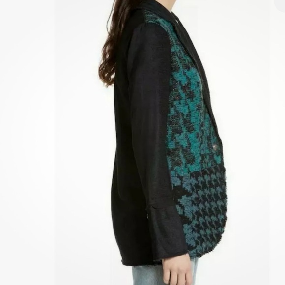 NWT🎁 Free People Better Together Blazer Women's Black & Teal Metallic Oversized - Picture 12 of 13